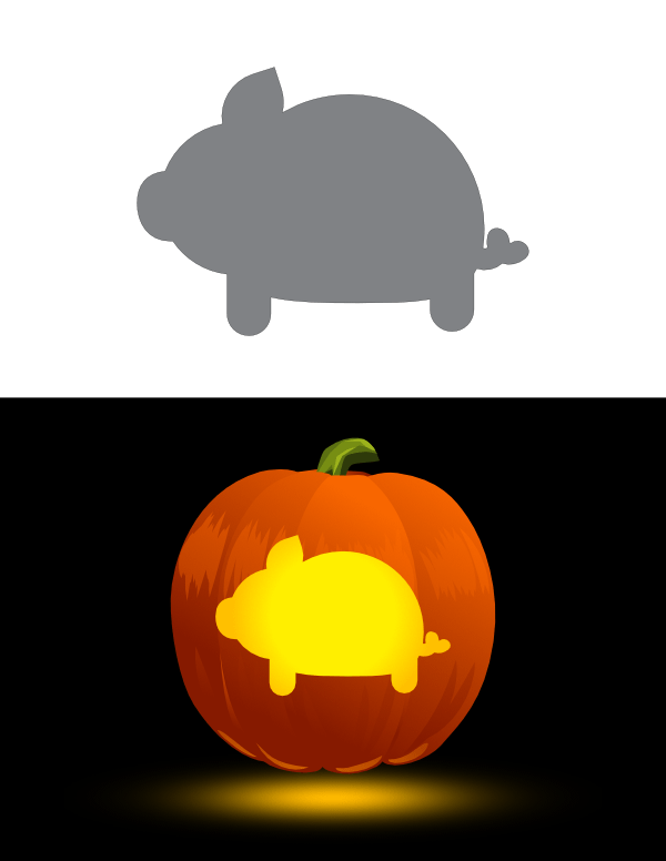 Simple Pig Pumpkin Stencil