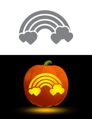 Simple Rainbow and Hearts Pumpkin Stencil