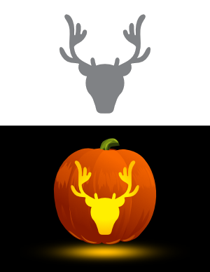 Simple Reindeer Head Pumpkin Stencil