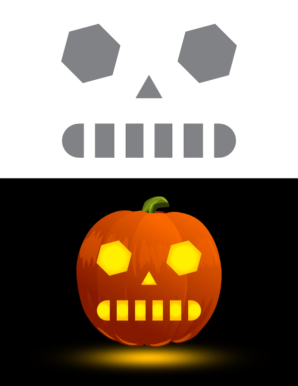 Simple Robotic Face Pumpkin Stencil