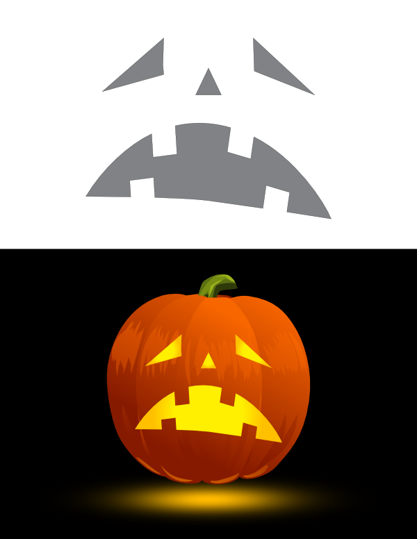 Printable Simple Sad Face Pumpkin Stencil