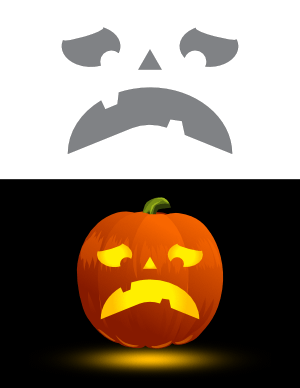 Simple Sad Jack-o'-lantern Face Pumpkin Stencil