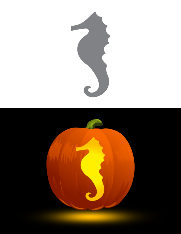 Simple Seahorse Pumpkin Stencil
