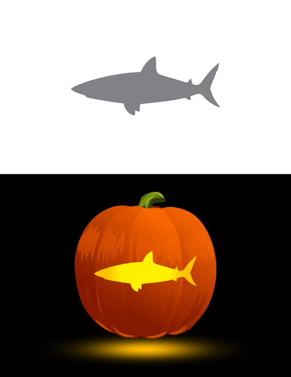 Simple Shark Pumpkin Stencil