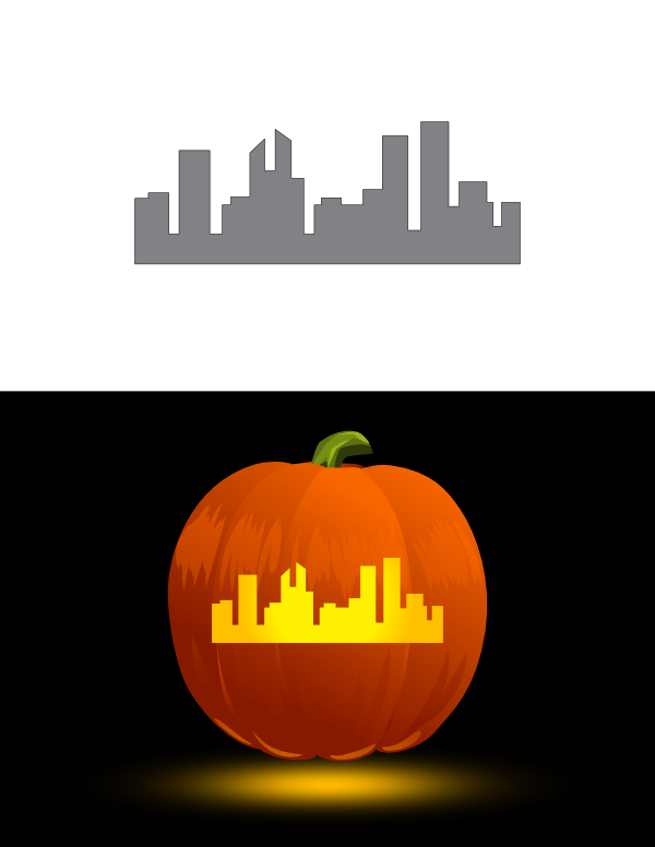 Printable Simple Skyline Pumpkin Stencil