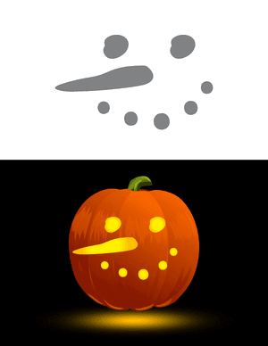 Simple Snowman Face Pumpkin Stencil