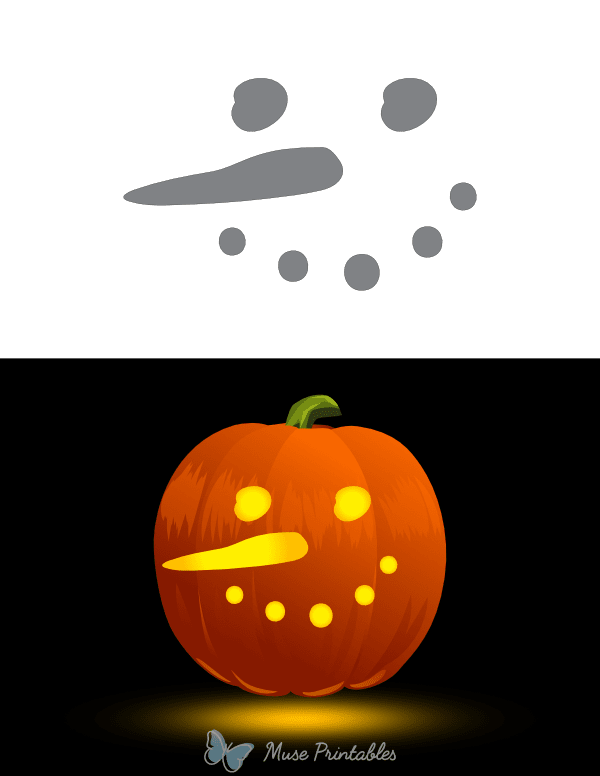 Simple Snowman Face Pumpkin Stencil