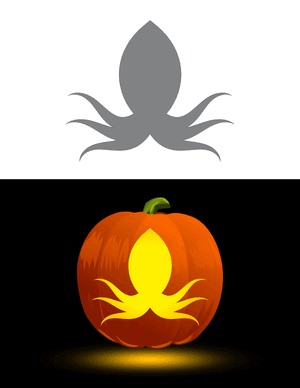 Simple Squid Outline Pumpkin Stencil