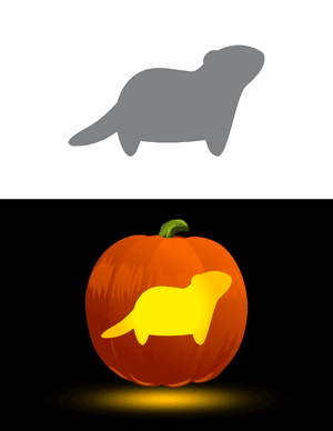 Simple Standing Groundhog Pumpkin Stencil