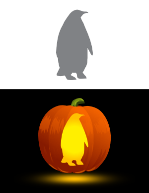 Simple Standing Penguin Pumpkin Stencil