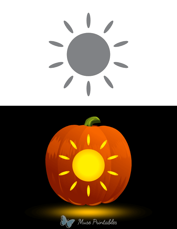 Simple Sun With Rays Pumpkin Stencil