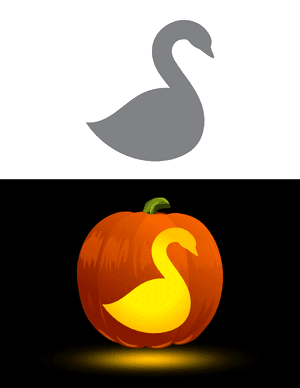 Simple Swan Outline Pumpkin Stencil