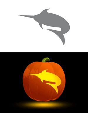 Simple Swordfish Outline Pumpkin Stencil