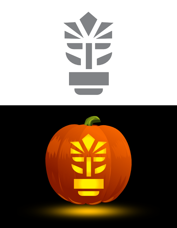 Printable Simple Tiki Mask Pumpkin Stencil