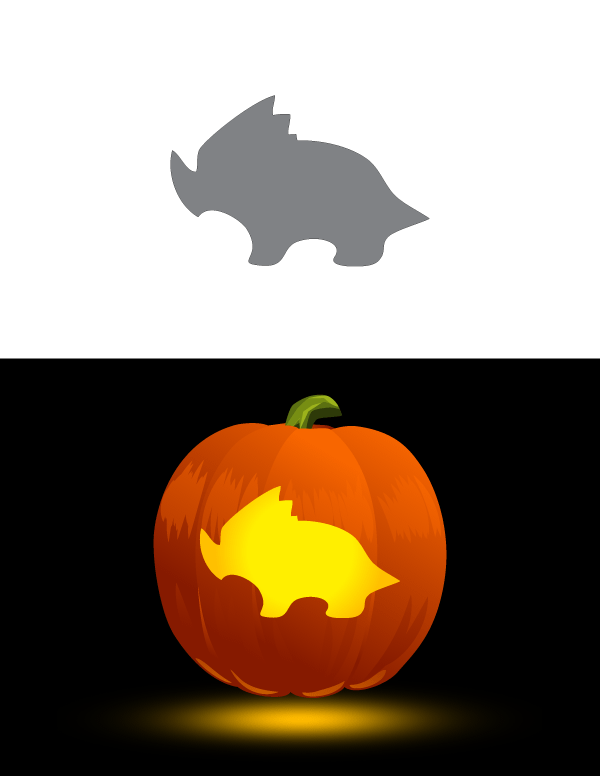 Simple Triceratops Pumpkin Stencil