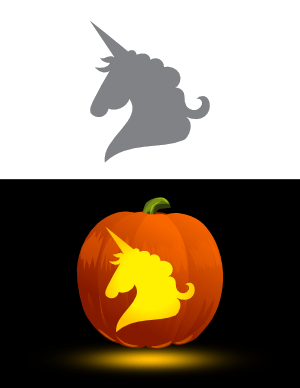 Simple Unicorn Head Pumpkin Stencil