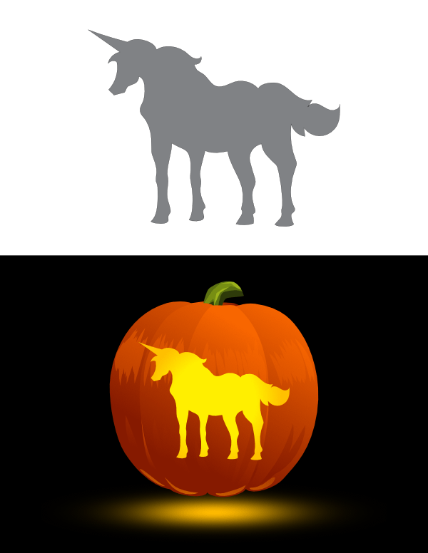 Simple Unicorn Pumpkin Stencil
