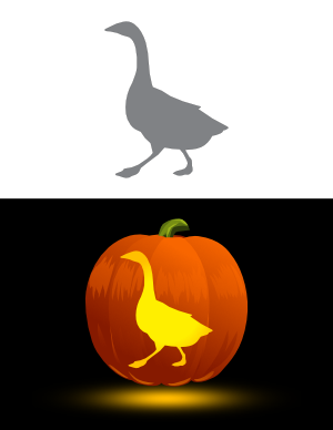 Simple Walking Goose Pumpkin Stencil