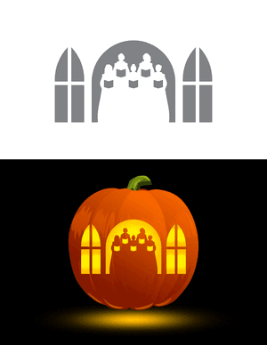 Singing Church Choir Pumpkin Stencil