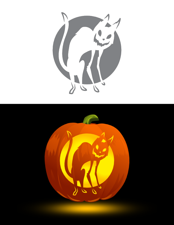 Printable Sinister Cat Pumpkin Stencil