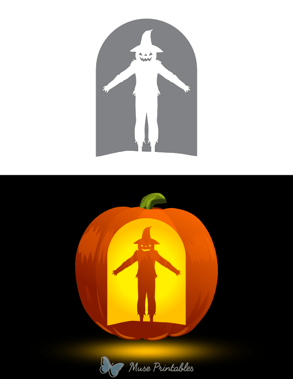 Sinister Scarecrow Pumpkin Stencil