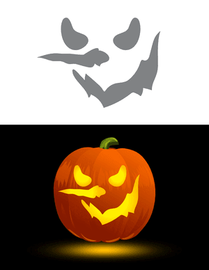 Sinister Snowman Face Pumpkin Stencil