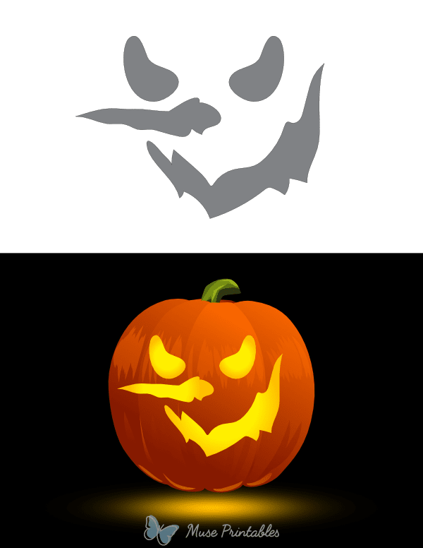 Sinister Snowman Face Pumpkin Stencil