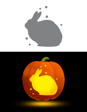 Sitting Arctic Hare With Snow Pumpkin Stencil