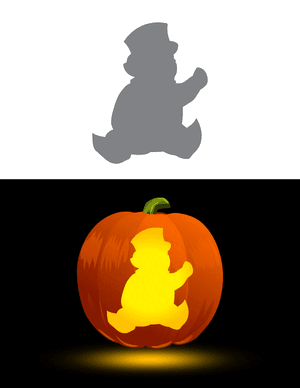 Sitting Baby Leprechaun Pumpkin Stencil