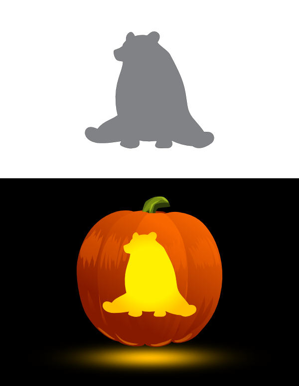 Printable Sitting Bear Pumpkin Stencil