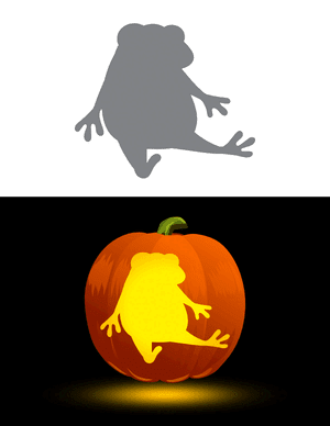 Sitting Cartoon Frog Pumpkin Stencil