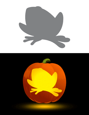 Sitting Cartoony Frog Pumpkin Stencil