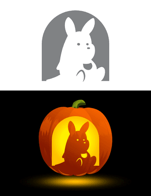 Sitting Cute Kangaroo Pumpkin Stencil