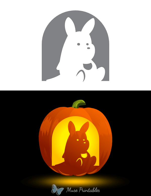 Sitting Cute Kangaroo Pumpkin Stencil