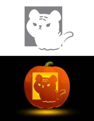 Sitting Cute Tiger Pumpkin Stencil