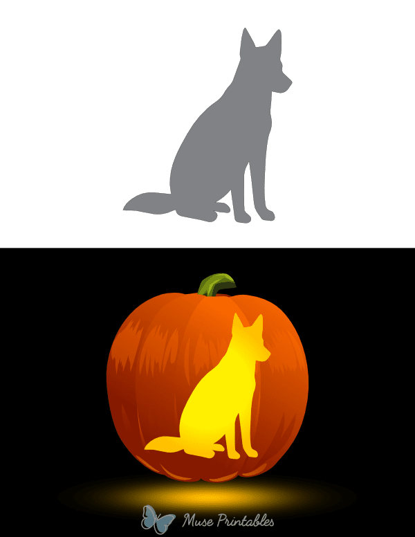 Sitting Dingo Pumpkin Stencil