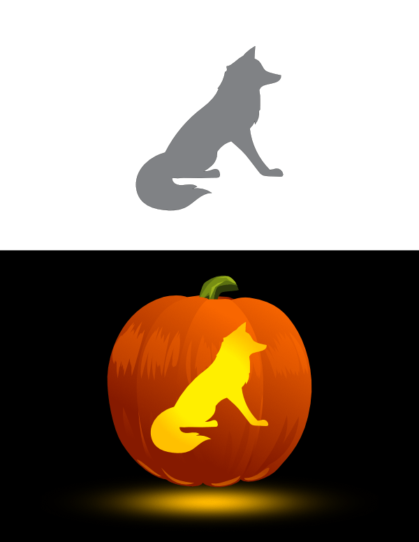 Printable Sitting Fox Pumpkin Stencil