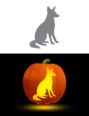 Sitting Jackal Pumpkin Stencil