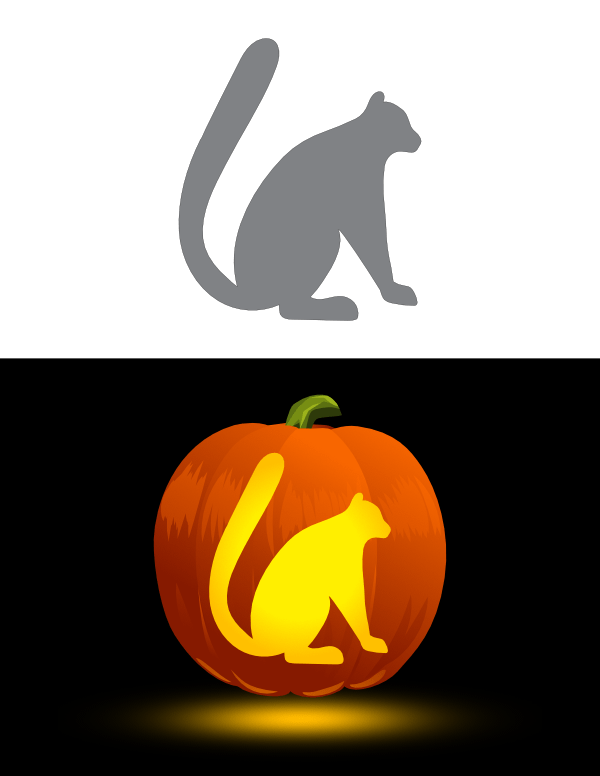 Printable Sitting Lemur Pumpkin Stencil