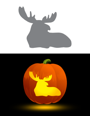 Sitting Moose Pumpkin Stencil