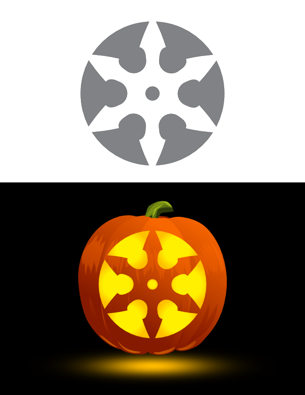 Six Blade Throwing Star Pumpkin Stencil