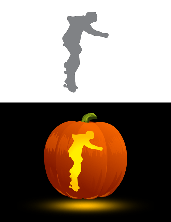 Printable Skateboarding Boy Pumpkin Stencil