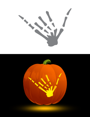 Skeleton Hand Hang Loose Sign Pumpkin Stencil