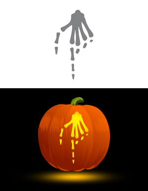 Skeleton Hand Pointing Down Pumpkin Stencil