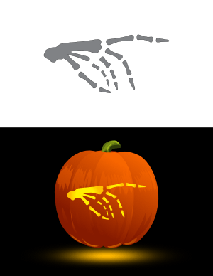 Skeleton Hand Pointing Right Pumpkin Stencil