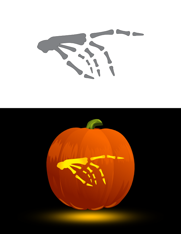 Skeleton Hand Pointing Right Pumpkin Stencil