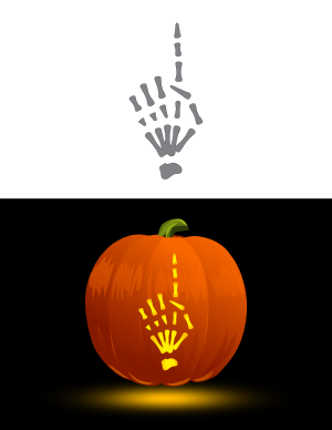 Skeleton Hand Pointing Up Pumpkin Stencil