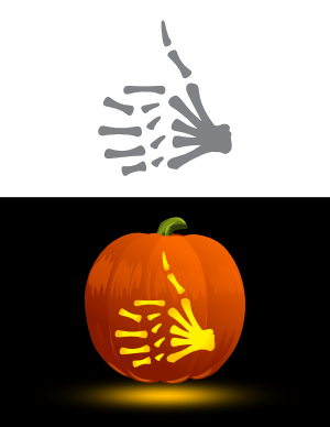 Skeleton Hand Thumbs Up Pumpkin Stencil