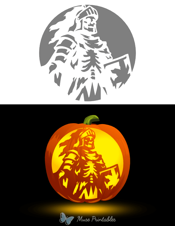 Skeleton Knight Pumpkin Stencil