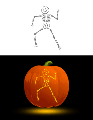 Skeleton With Pumpkin Head Pumpkin Stencil